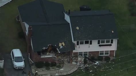 Driver crashes car into Centreville house, causing serious damage.